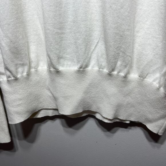 Burgess Sweater Cream Cotton Cashmere Gold Button Sleeve Thin Knit Dressy M - Picture 2 of 7